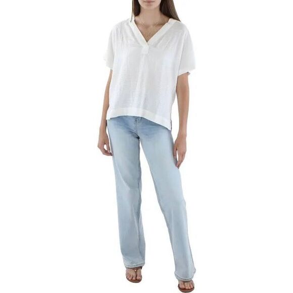 Marine Layer Sheer Lightweight Bali White Shadow Stripe Tunic Women's Large - Picture 1 of 12